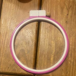 Pink and White Embroidery Hoop 6 1/4”